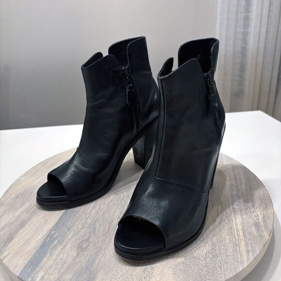 Rag & Bone Noelle Open Toe Booties Black Leather Heels US Size 8 EU Size 39 - Picture 3 of 9